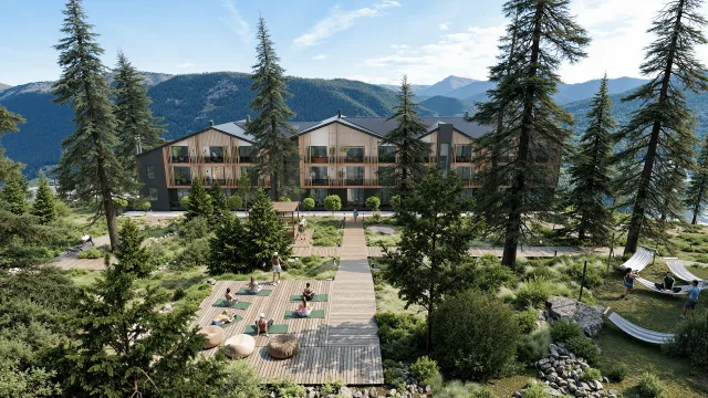 Готельний комплекс Меланіт Resort & SPA, йога-зона та вид на гори